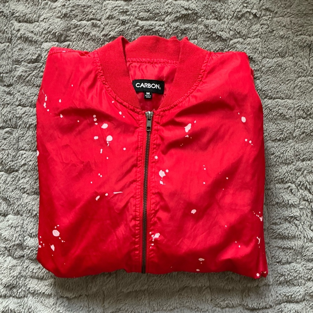 Carbon Red Splatter Bomber Jacket